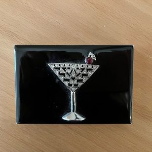 Spring Street Business Card Case with Working Calculator. Martini glass Bling.